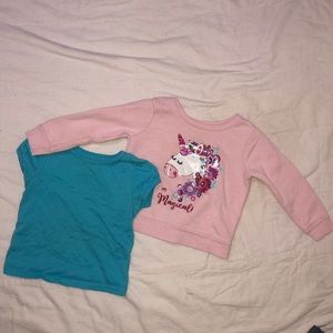 18mo Garanimals Unicorn Sweatshirt w/ 24mo Garanimals blue T-shirt